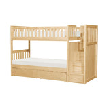 Bartly Natural Pine Transitional Wood Twin Bunk Bed With Reversible Step Storage And Storage Boxes - Ella Furniture