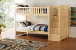 Bartly Natural Pine Twin Over Twin Step Bunk Bed side view with storage drawers visible