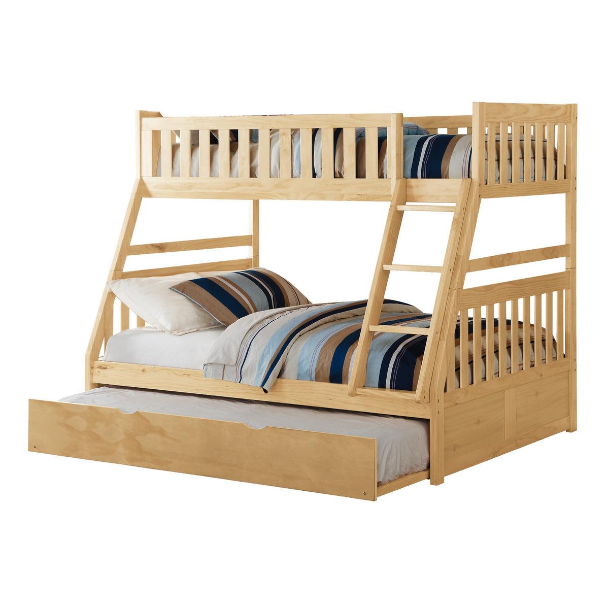 Bartly Natural Pine Veneer, Wood And Engineered Wood Twin/full Bunk Bed With Twin Trundle - Ella Furniture