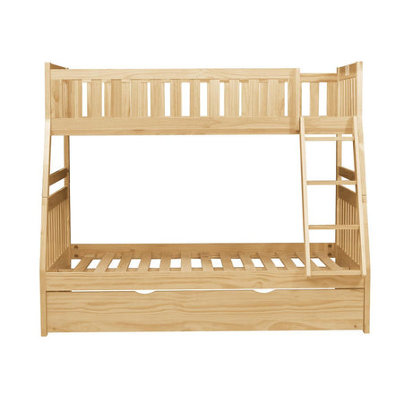 Bartly Natural Twin/Full Bunk Bed with Twin Trundle front view