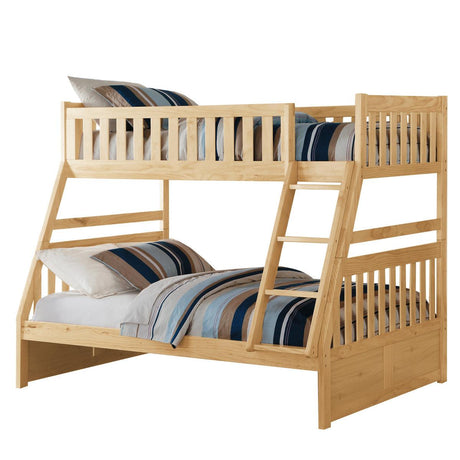 Bartly Natural Pine Twin Over Full Bunk Bed ladder and guard rails detail