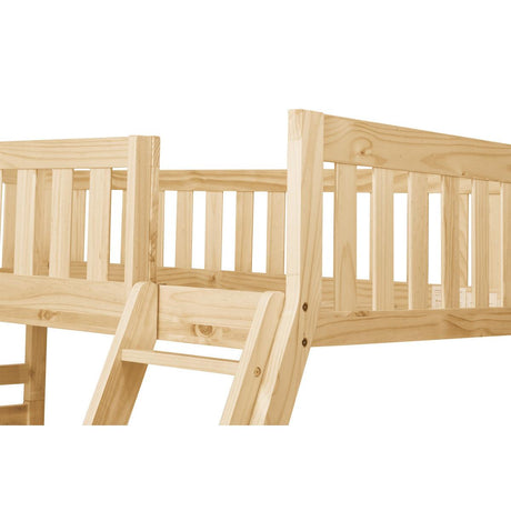 Bartly Natural Pine Twin Over Full Bunk Bed full lower bed detail