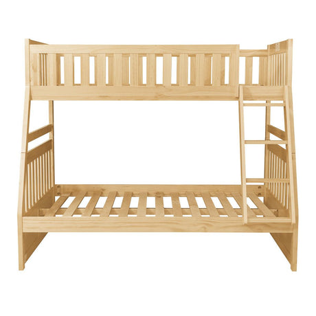 Bartly Natural Pine Twin Over Full Bunk Bed angled front view
