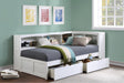 Galen White Twin Bookcase Corner Bed with Storage Boxes youth room setting