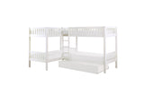 Galen White Four Twin Youth Bedroom Set open drawer in dresser