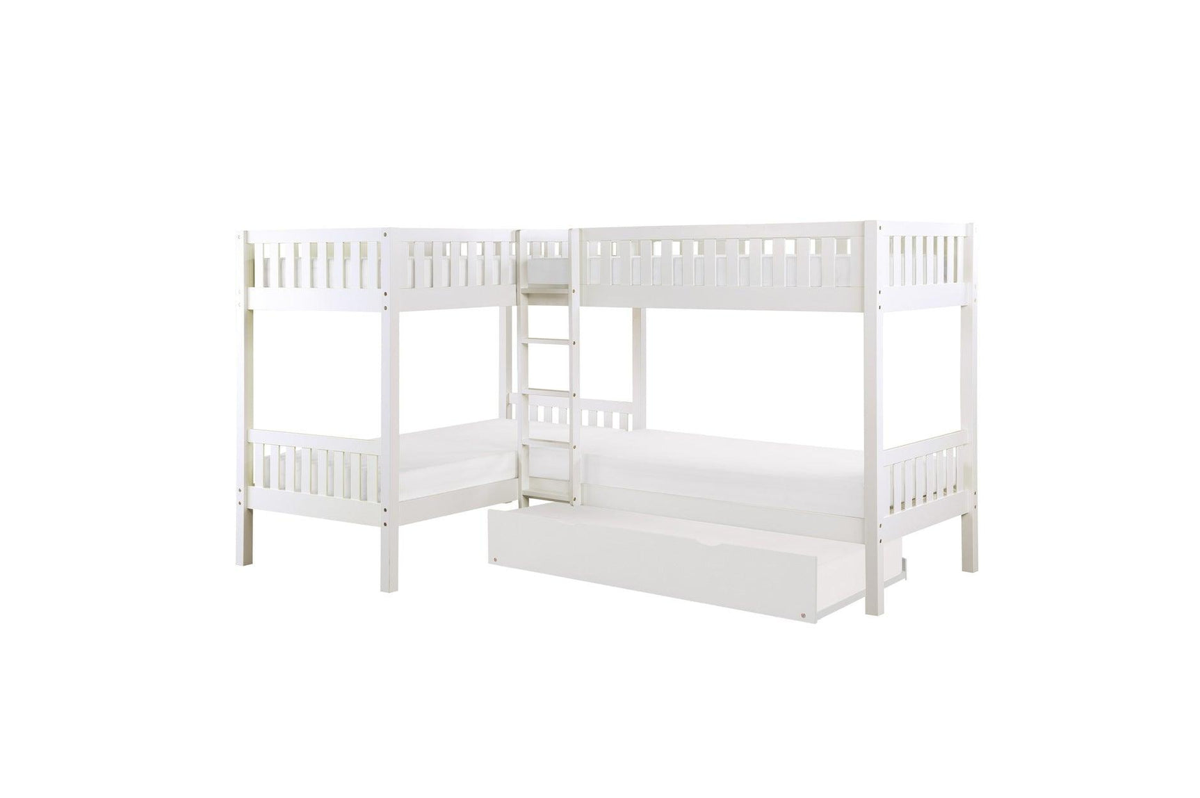Galen White Four Twin Youth Bedroom Set open drawer in dresser