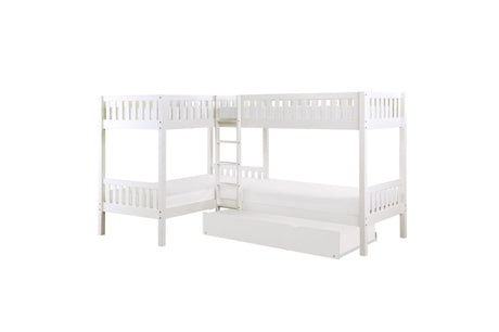 Galen White Four Twin Youth Bedroom Set open drawer in dresser