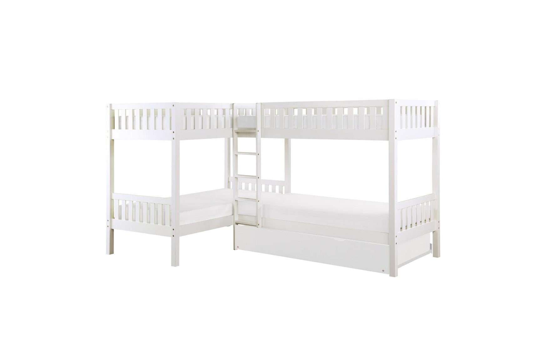 Galen White Four Twin Youth Bedroom Set dresser with mirror detail