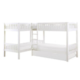 Galen White Corner Bunk Bed with Twin Trundle - side view white finish