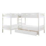 Galen White Modern Transitional Wood And Engineered Wood Corner Bunk Bed With Storage Boxes - Ella Furniture
