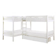 Galen White Modern Transitional Wood And Engineered Wood Corner Bunk Bed With Storage Boxes - Ella Furniture