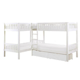 Galen White Modern Transitional Wood And Engineered Wood Corner Bunk Bed With Storage Boxes - Ella Furniture
