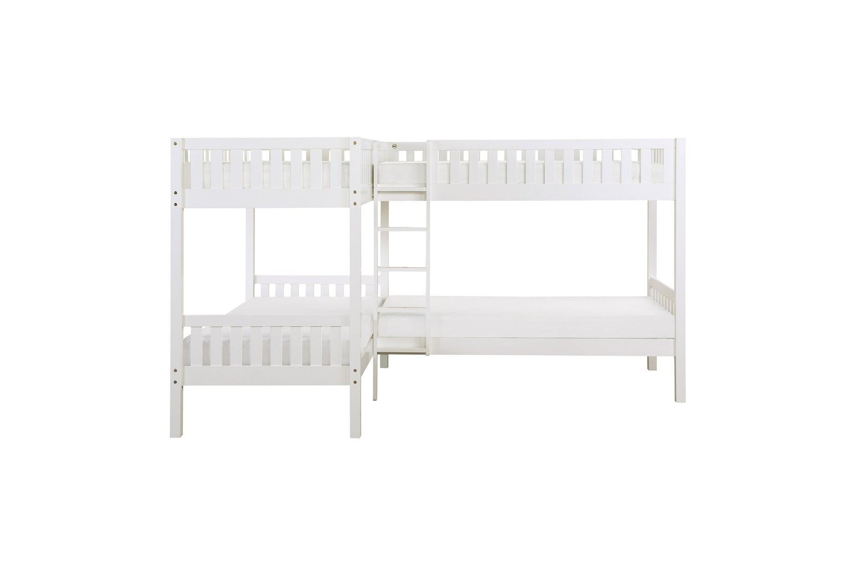Galen White Four Twin Youth Bedroom Set close-up on bed frame