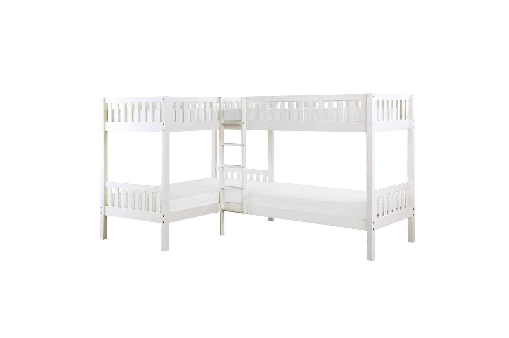 Galen White Four Twin Youth Bedroom Set side profile showing beds