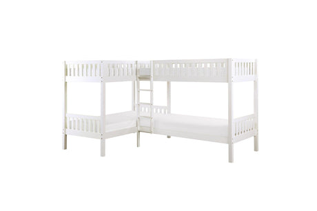 Galen White Four Twin Youth Bedroom Set side profile showing beds