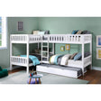 Galen White Corner Bunk Bed with Twin Trundle - angled view showing bunk beds and guard rails