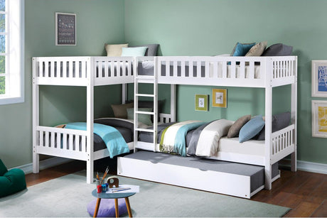 Galen White Corner Ladder Trundle Youth Daybed full setup