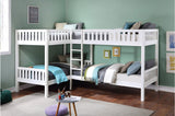 Galen White Four Twin Youth Bedroom Set front view showing beds and dressers