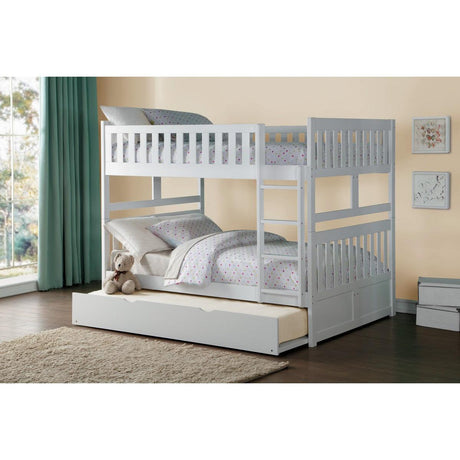 Galen White Full over Full Bunk Bed with trundle closed