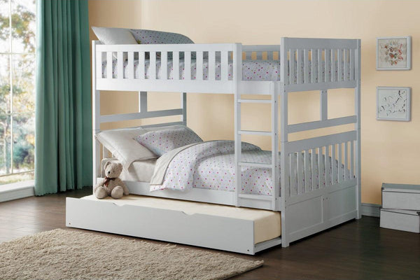 Galen White Full over Full Bunk Bed with trundle closed