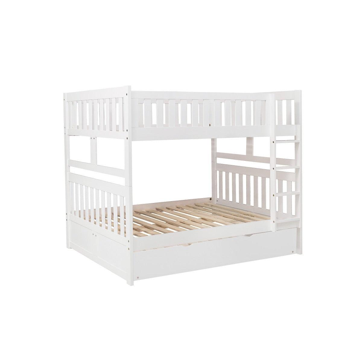 Side view of Galen White Full over Full Bunk Bed