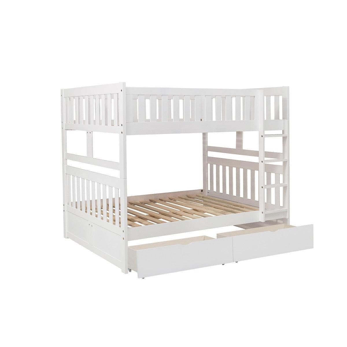 Storage boxes extended from under bottom bunk
