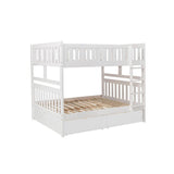 Closer side view showing white finish and guardrails on top bunk