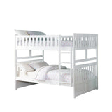 Galen white full over full bunk bed side angle