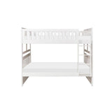 Galen white full over full bunk bed front angle