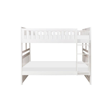 Galen white full over full bunk bed front angle