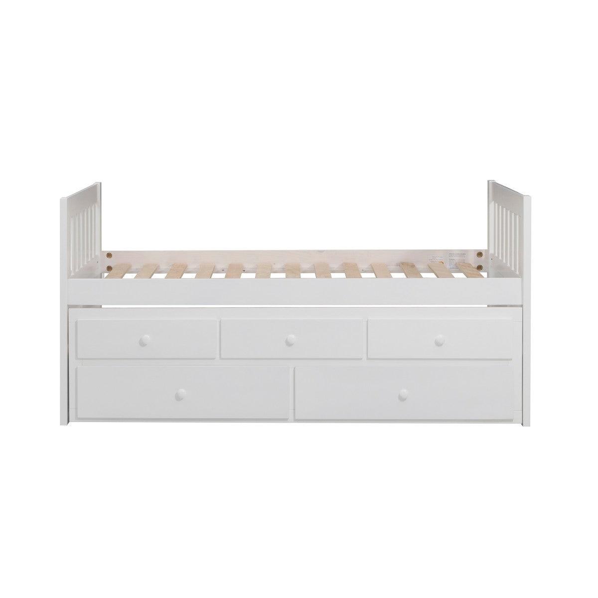 Galen White Transitional Wood And Engineered Wood Youth Twin Panel Storage Trundle Bed - Ella Furniture