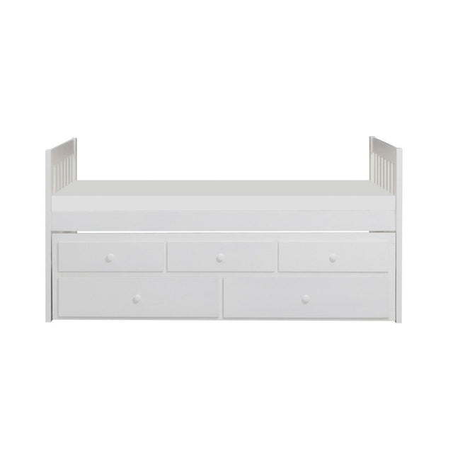 Galen White Transitional Wood And Engineered Wood Youth Twin Panel Storage Trundle Bed - Ella Furniture