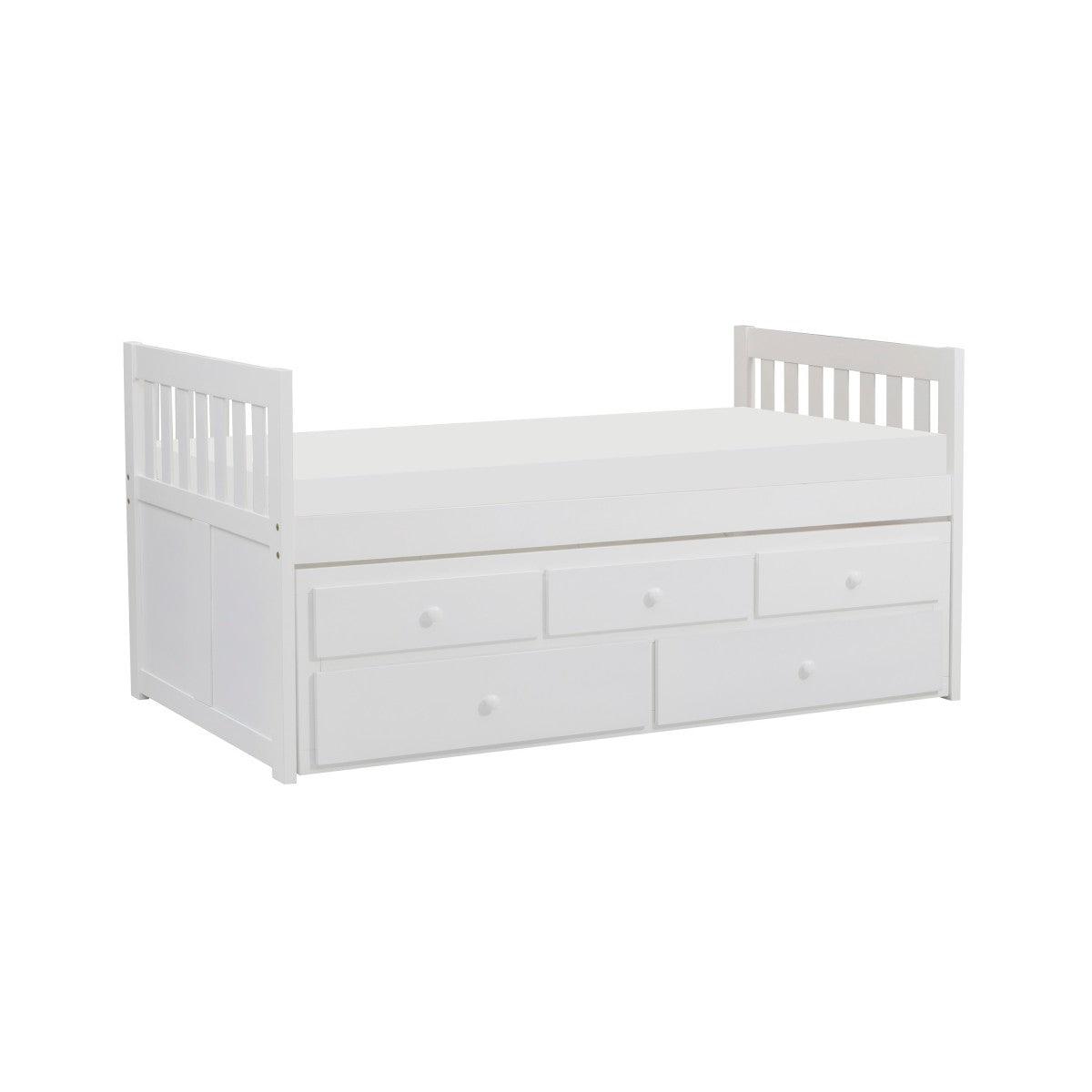 Galen White Modern Transitional Wood And Engineered Wood Twin/twin Trundle Bed - Ella Furniture