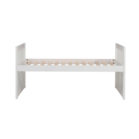 Galen White Twin Over Twin Trundle Bed full side view