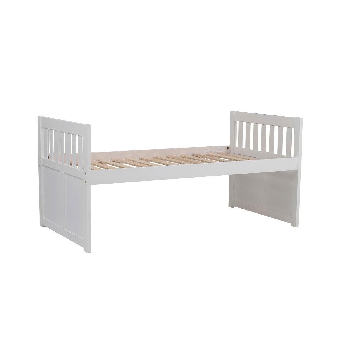 Galen White Transitional Wood And Engineered Wood Youth Twin Panel Storage Trundle Bed - Ella Furniture