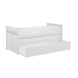 Galen White Transitional Wood And Engineered Wood Youth Twin Over Twin Trundle Bed - Ella Furniture