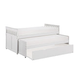Galen White Transitional Wood And Engineered Wood Youth Twin Over Twin Trundle Bed - Ella Furniture