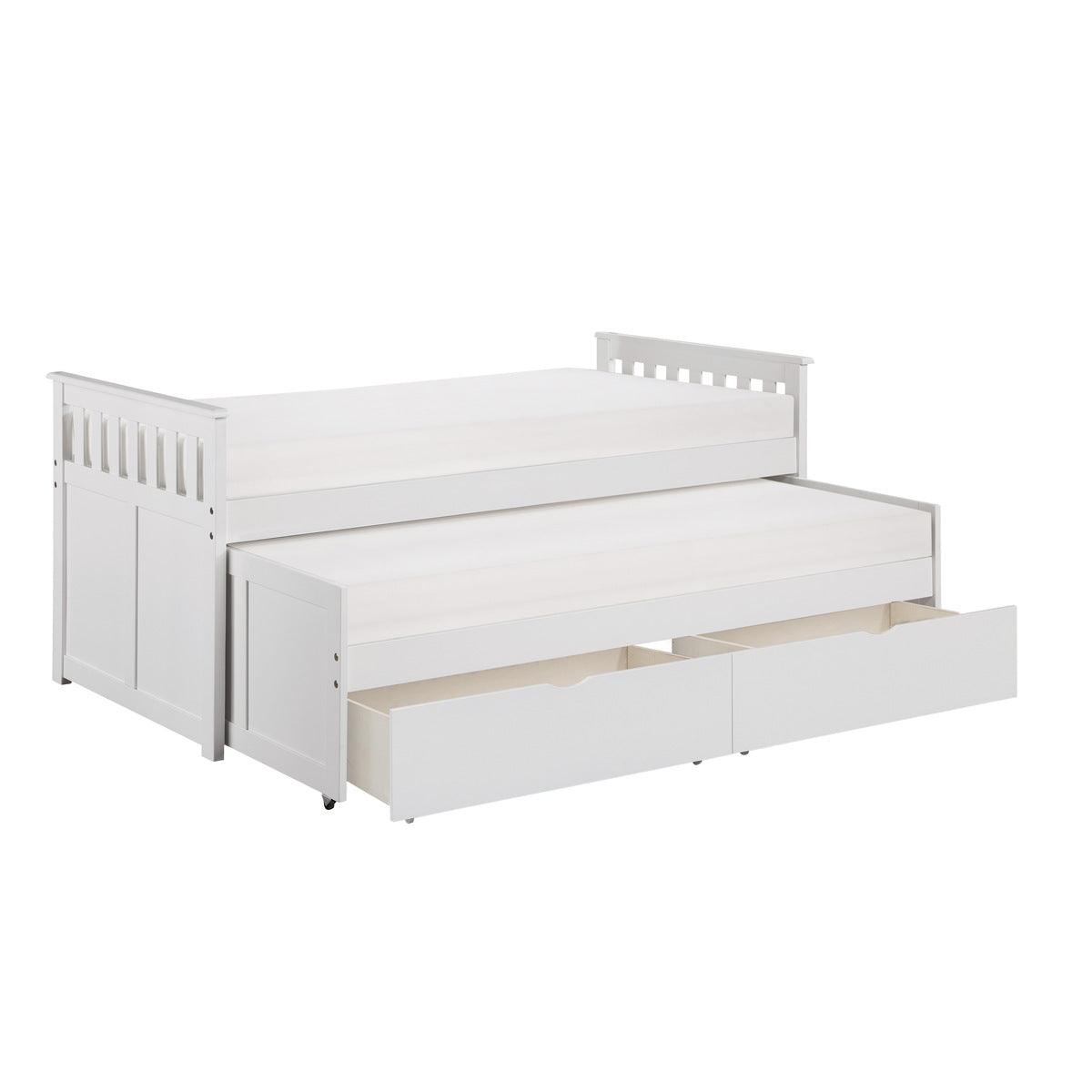 Galen White Modern Transitional Wood And Engineered Wood Twin/twin Bed With Storage Boxes - Ella Furniture