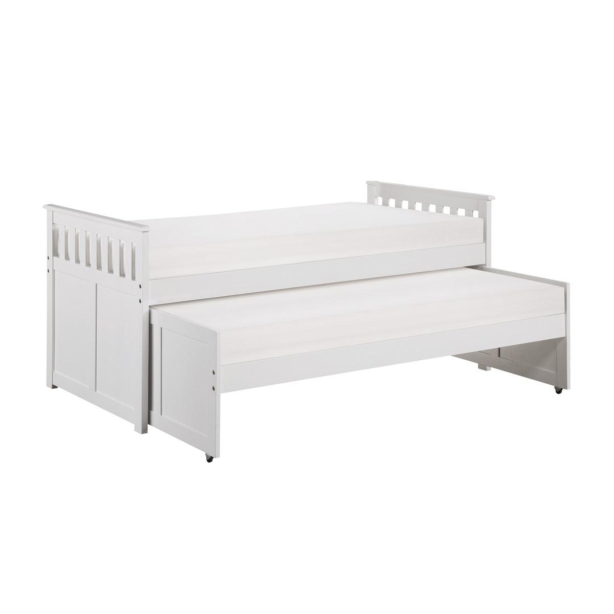 Galen White Transitional Wood And Engineered Wood Youth Twin Over Twin Daybed - Ella Furniture