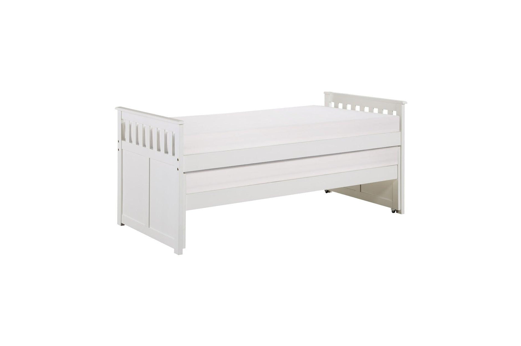 Galen White Youth Twin Over Twin With Optional Dual Under-bed Toyboxes Trundle Bedroom Set - Ella Furniture