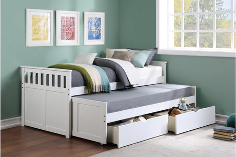 Galen White Twin Over Twin Youth Bunk Bed side profile