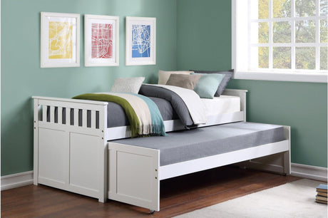 Galen White Twin Over Twin Youth Bunk Bed front view