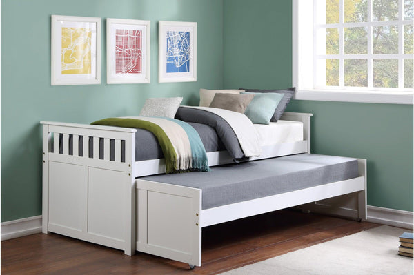 Galen White Twin Over Twin Youth Bunk Bed front view