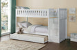 Galen white twin over twin bunk bed with trundle full view