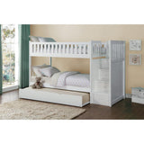 Galen white twin over twin bunk bed with trundle full view