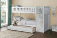 Galen white twin over twin storage trundle daybed angled with open trundle