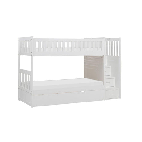 Galen white twin over twin storage trundle daybed side view