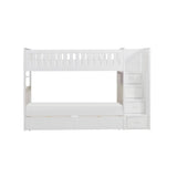 Galen White Modern Transitional Wood And Engineered Wood Twin/twin Step Bunk Bed With Storage Boxes - Ella Furniture