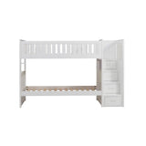 Galen White Twin Over Twin Step Bunk Bed front view