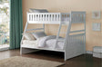 Galen White Twin Over Twin Storage Bed front view showcasing bunk design